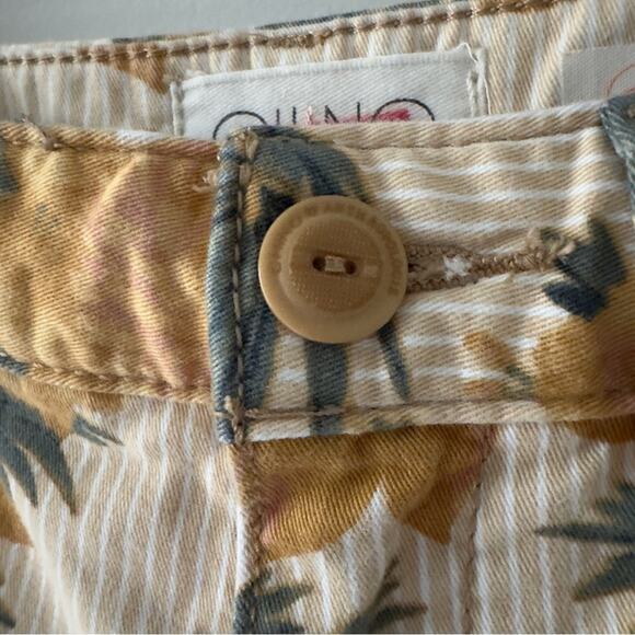 Anthropologie Chino Relaxed Pants Floral bird pattern cotton stretch zip button - Picture 7 of 11